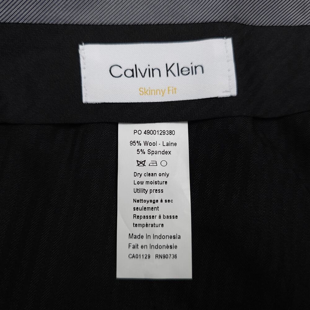 Calvin Klein Mens Skinny Fit Suit Pants 38x32 Blue Solid Stretch Wool Blend NWT - Picture 8 of 8